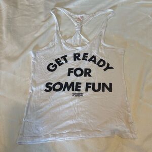 Victoria’s Secret Pink Tank Top – “Get Ready for Some Fun” Graphic – Size L